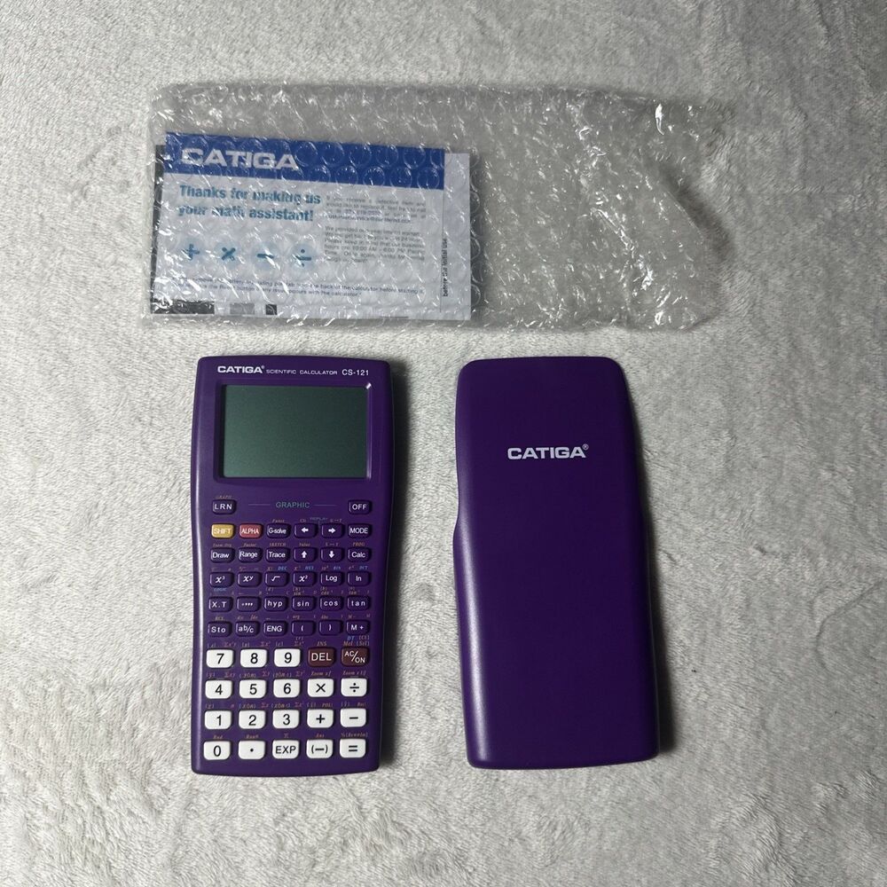 CATIGA CS-121 Scientific Graphing Calculator Purple w/ Cover Manual Tested Works